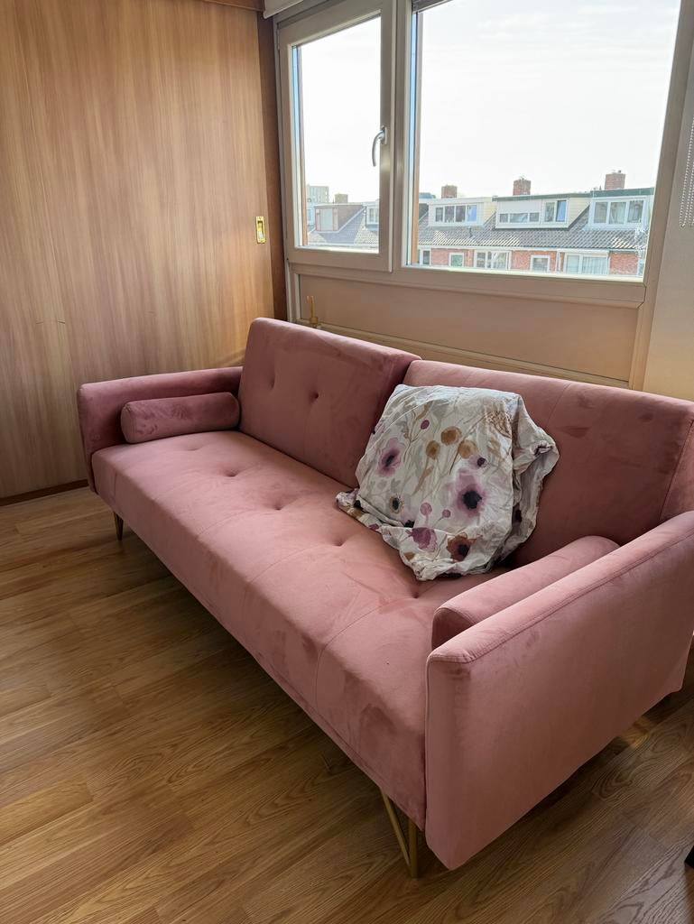 Slaapbank 215 cm Sklum roze, Ophalen, Overige kleuren, 210 cm, Tweepersoons