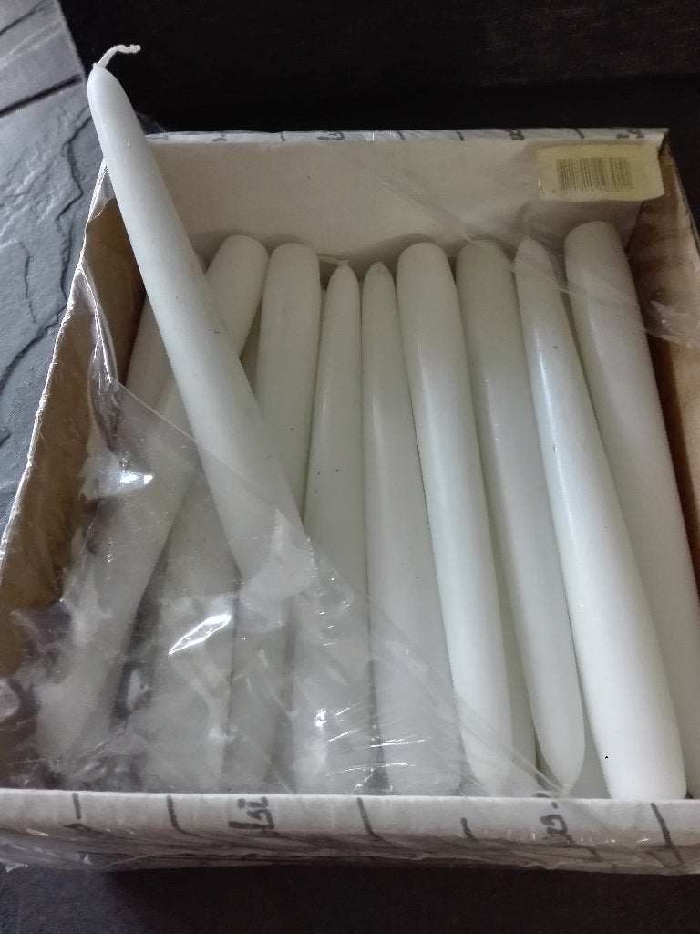 doos  witte kaarsen 20 cm, Ophalen of Verzenden, Wit