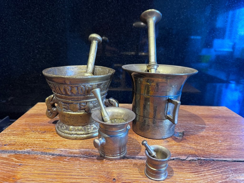 ✅ Vijzels Antiek 4 stuks - Koper / Brons, Antiek en Kunst, Ophalen of Verzenden