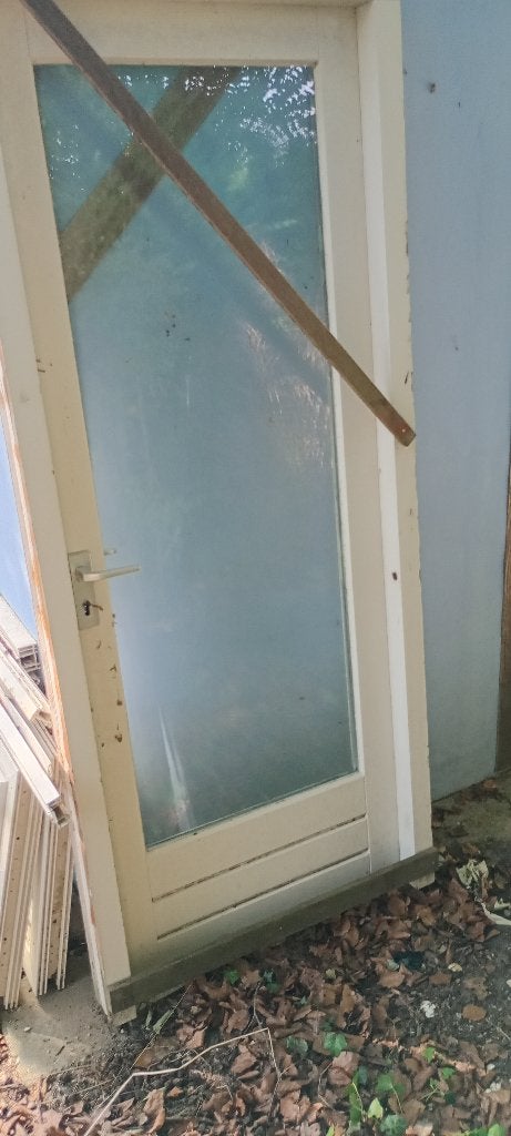 Achterdeur met kozijn hardhout deur 211x83, Gebruikt, Deurkozijn, 150 tot 225 cm, Hout