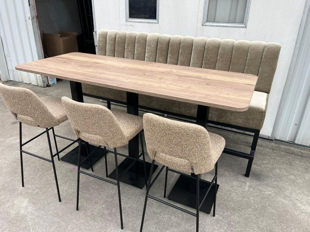 mooie horeca sta tafel set mancave bar set bank en tafel, Ophalen, Met voetsteun, 60 tot 90 cm, Zo goed als nieuw