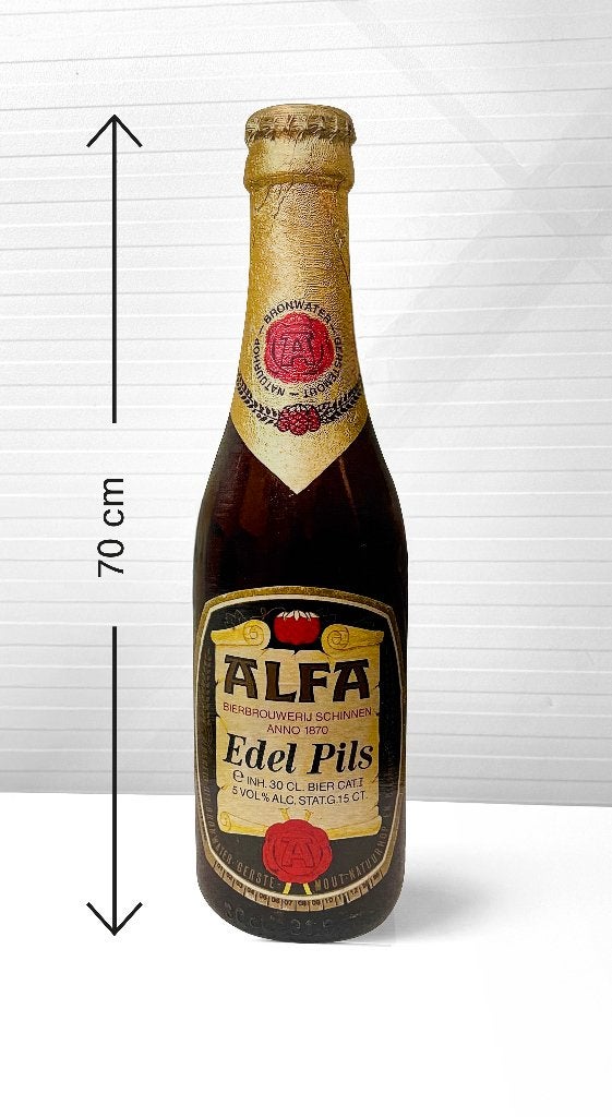 Reclamebord Alfa edel pils in vorm bierfles groot, 20x70cm, Verzamelen, Ophalen of Verzenden, Nieuw, Reclamebord, Plaat of Schild