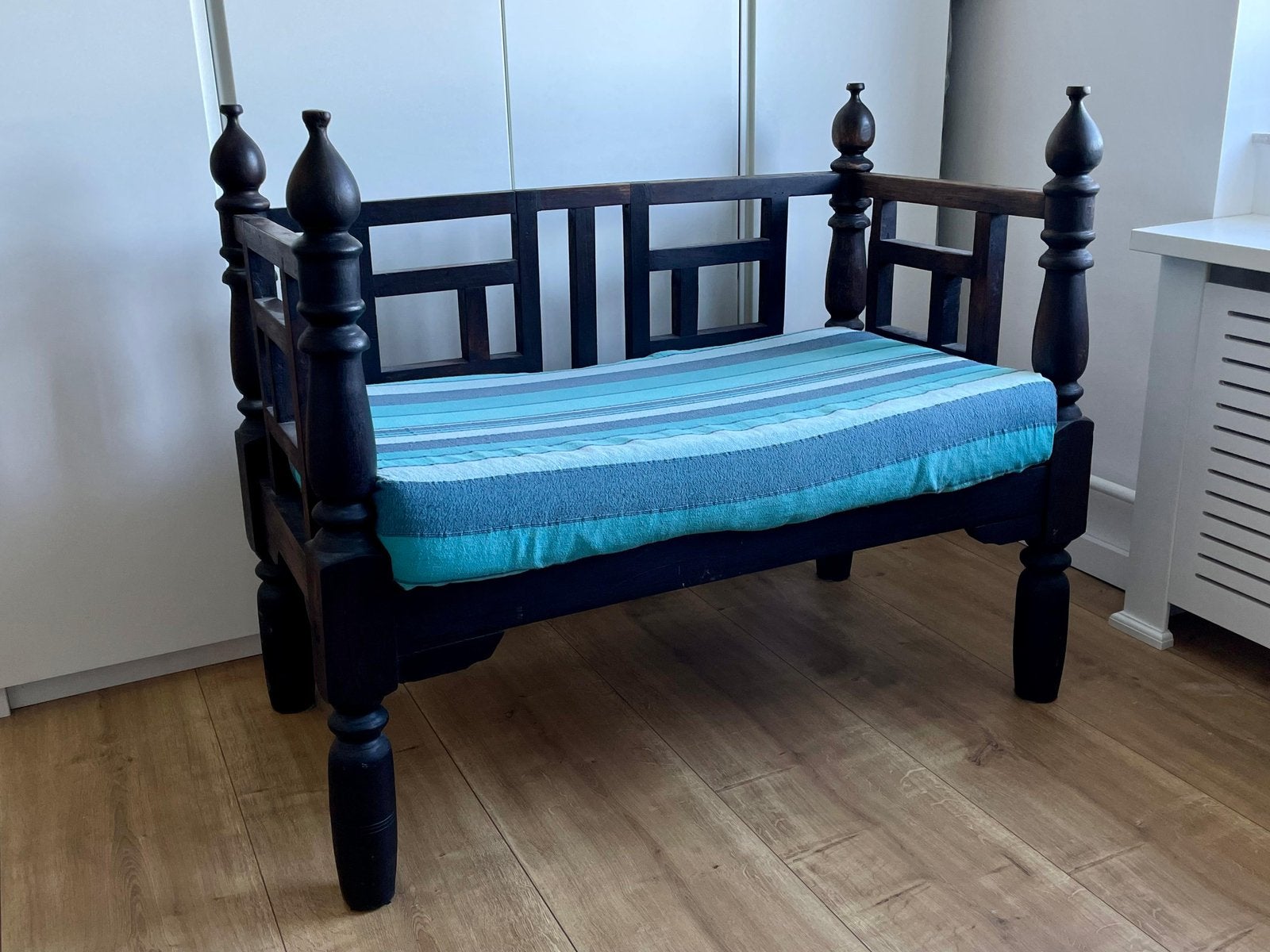 Zanzibar Tuinbankje met Matras, Gebruikt, Eenpersoons, Minder dan 75 cm, Rechte bank