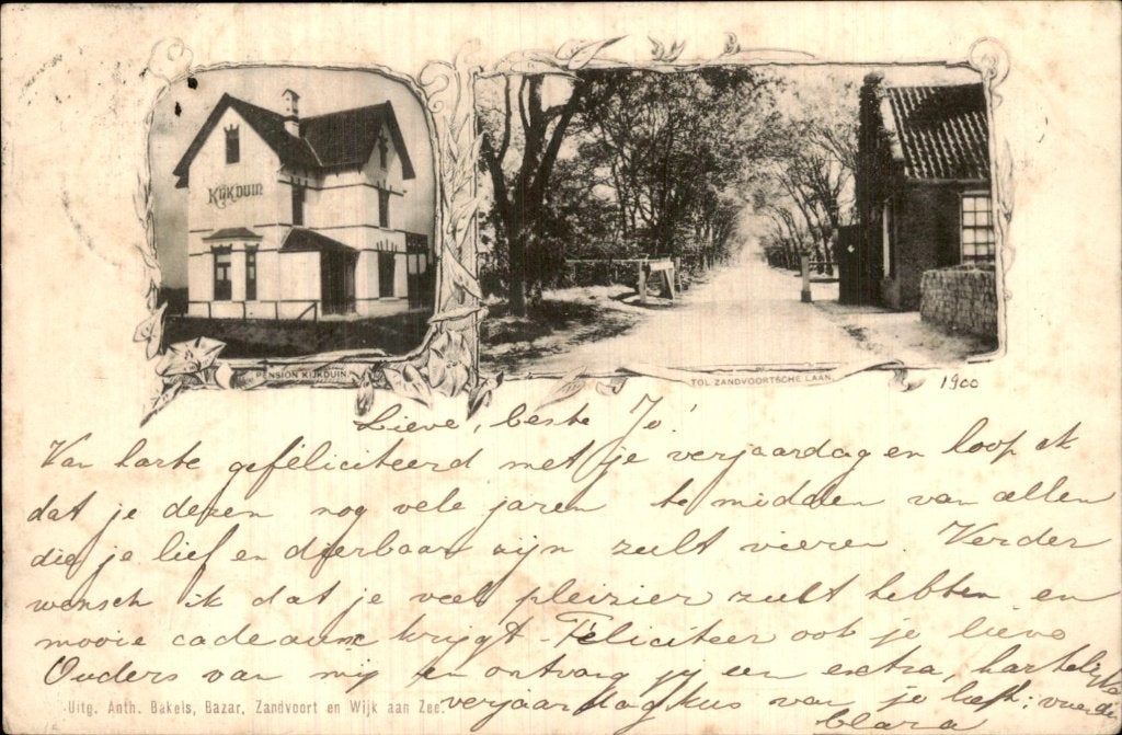 Kijkduin - Pension - Tol Zandvoortsche Laan, Ophalen of Verzenden, Voor 1920, Gelopen, Zuid-Holland