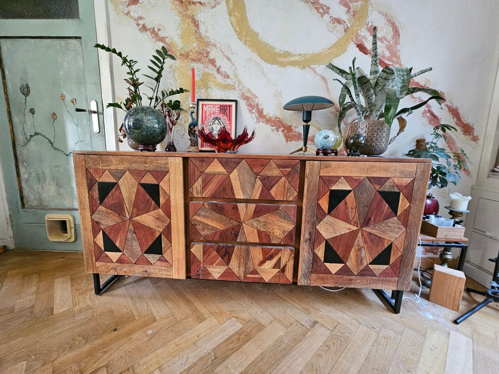Kare Design Dressoir Limara | Handgemaakt Mangohout 1.60, 150 tot 200 cm, Met lade(s), Ophalen of Verzenden, Zo goed als nieuw