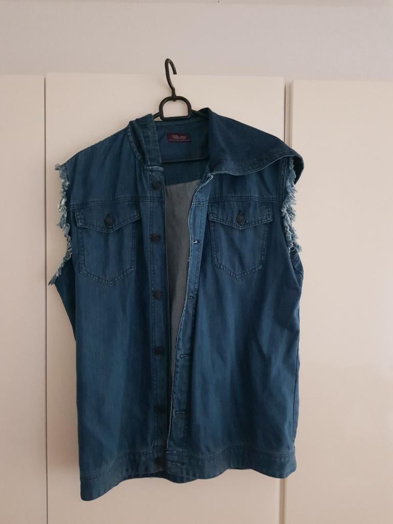 Zara Man denim vest met capuchon maat L, Maat 52/54 (L), Zara, Blauw, Ophalen of Verzenden