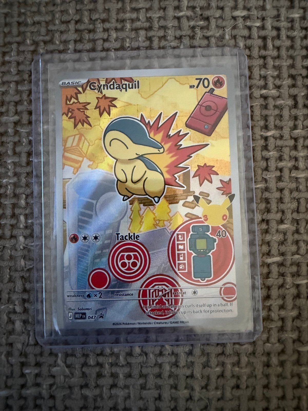 Pokémon Kaart Cyndaquil MEP 047 - Basic HP70, Ophalen of Verzenden, Zo goed als nieuw, Losse kaart