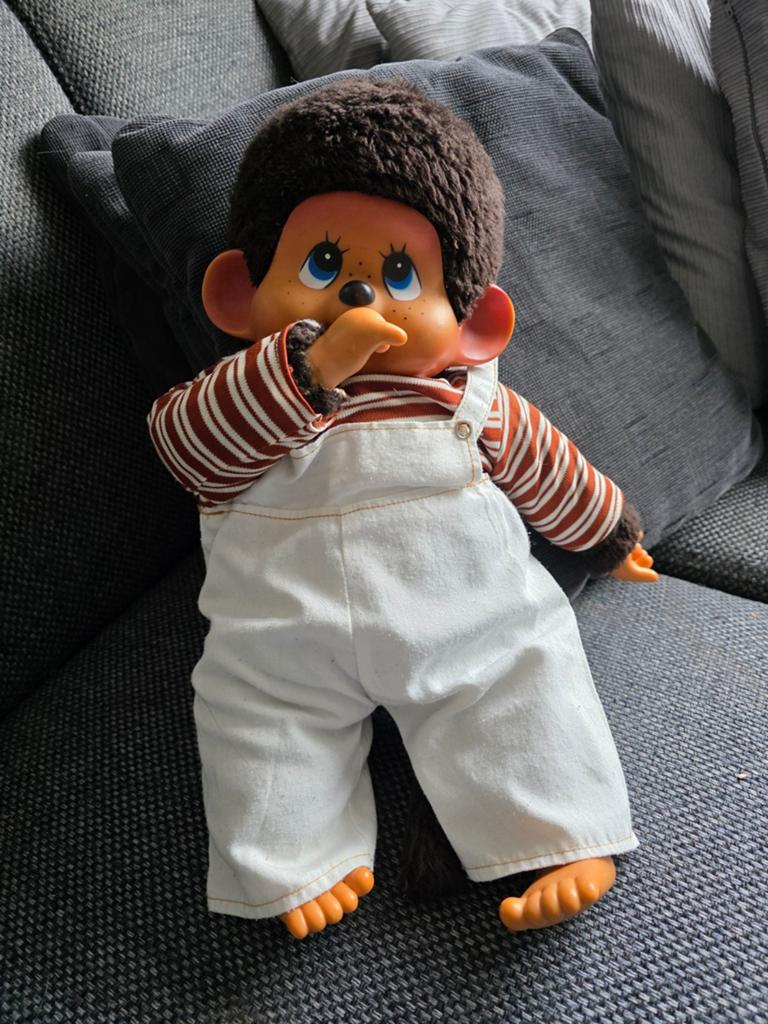 Monchhichi pop 45cm groot jaren 70, Ophalen of Verzenden, Gebruikt, Pop