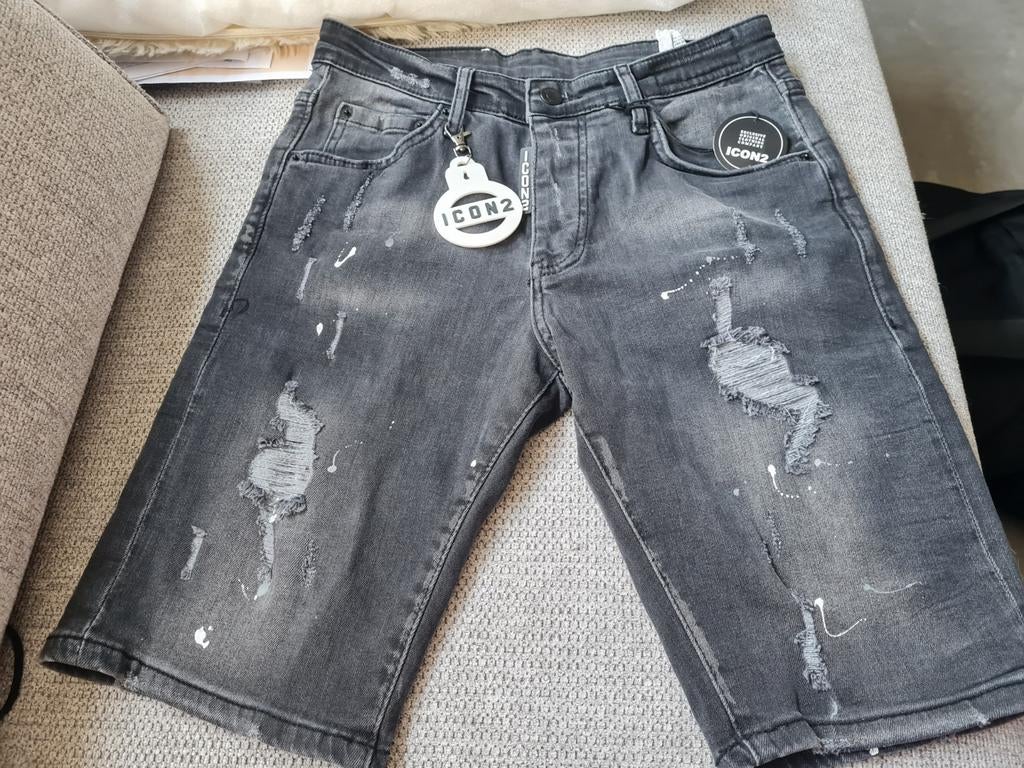 Nieuwe ICON 2 Zwarte Jeans Short - Maat 30, Kleding | Heren, Zwart, ICON 2, Nieuw, W32 (confectie 46) of kleiner