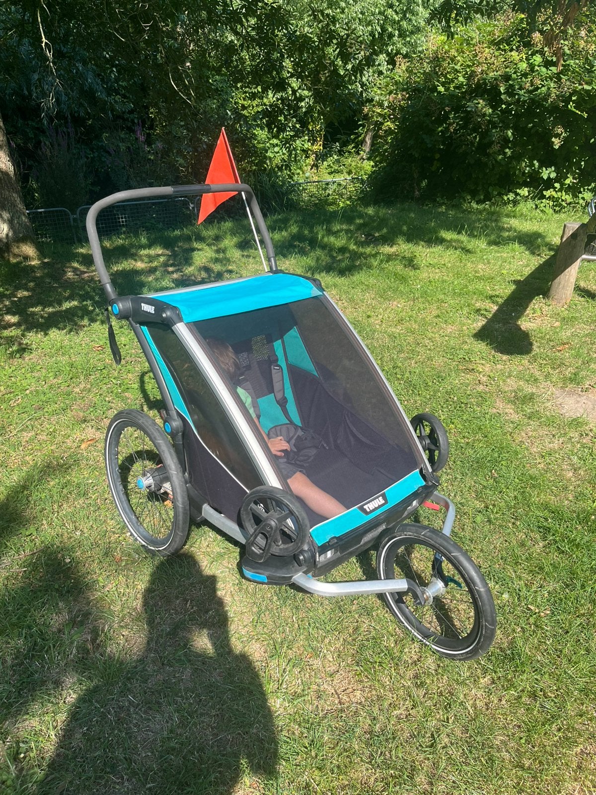 Thule Chariot Lite 2 (2018) Fietskar 2 kinderen + joggingset, Fietsen en Brommers, Ophalen, Vering, Zo goed als nieuw, Kinderkar