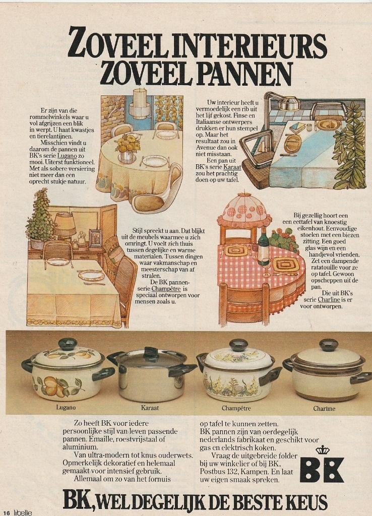 Retro reclame 1978 BK Kampen pannen Lugano Charline, Verzenden, Overige typen