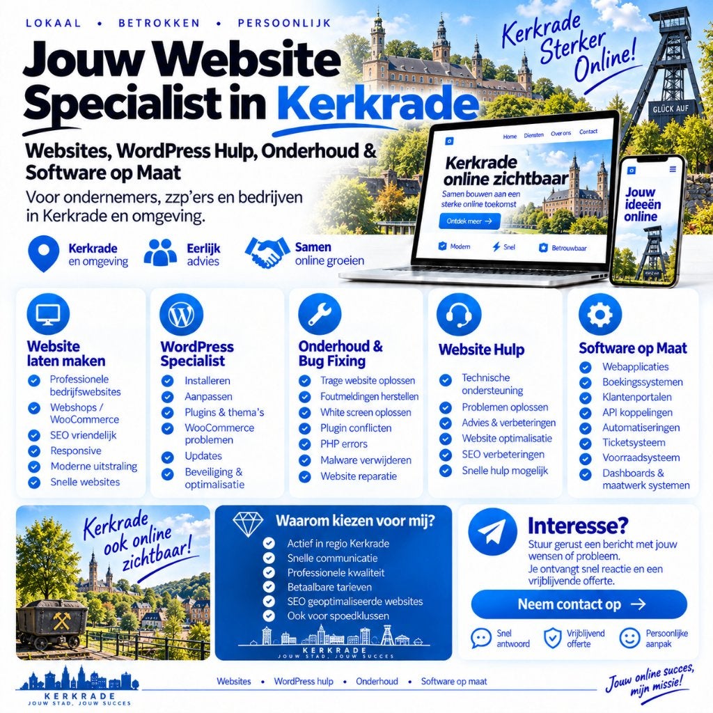 Website Laten Maken & WordPress Hulp Kerkrade, Vacatures, Vanaf 3 jaar, Geschikt als bijbaan, Freelance of Uitzendbasis, 33 - 40 uur