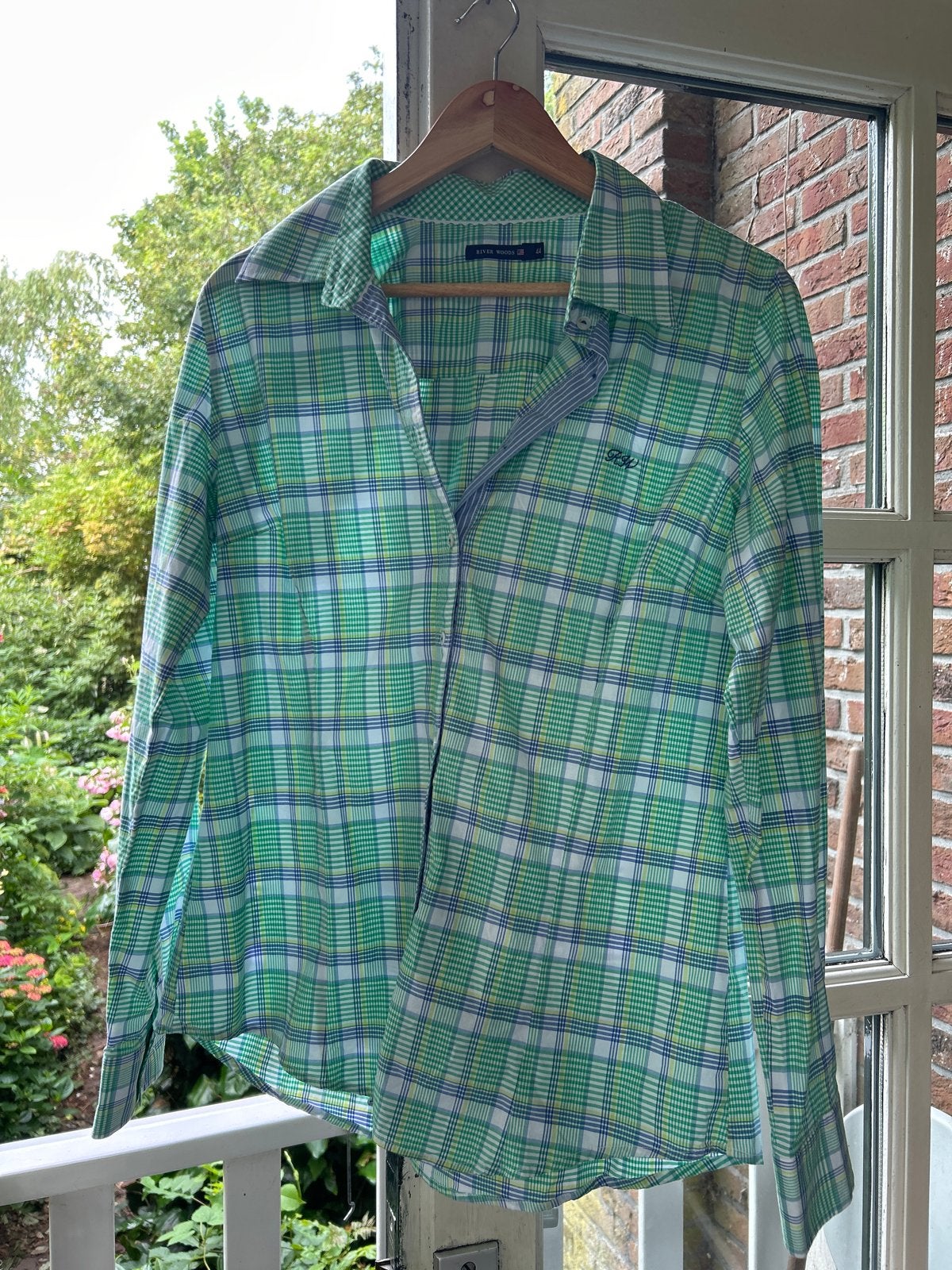 River Woods Geruite Blouse Maat 44, Ophalen of Verzenden, Zo goed als nieuw, Maat 42/44 (L), Groen