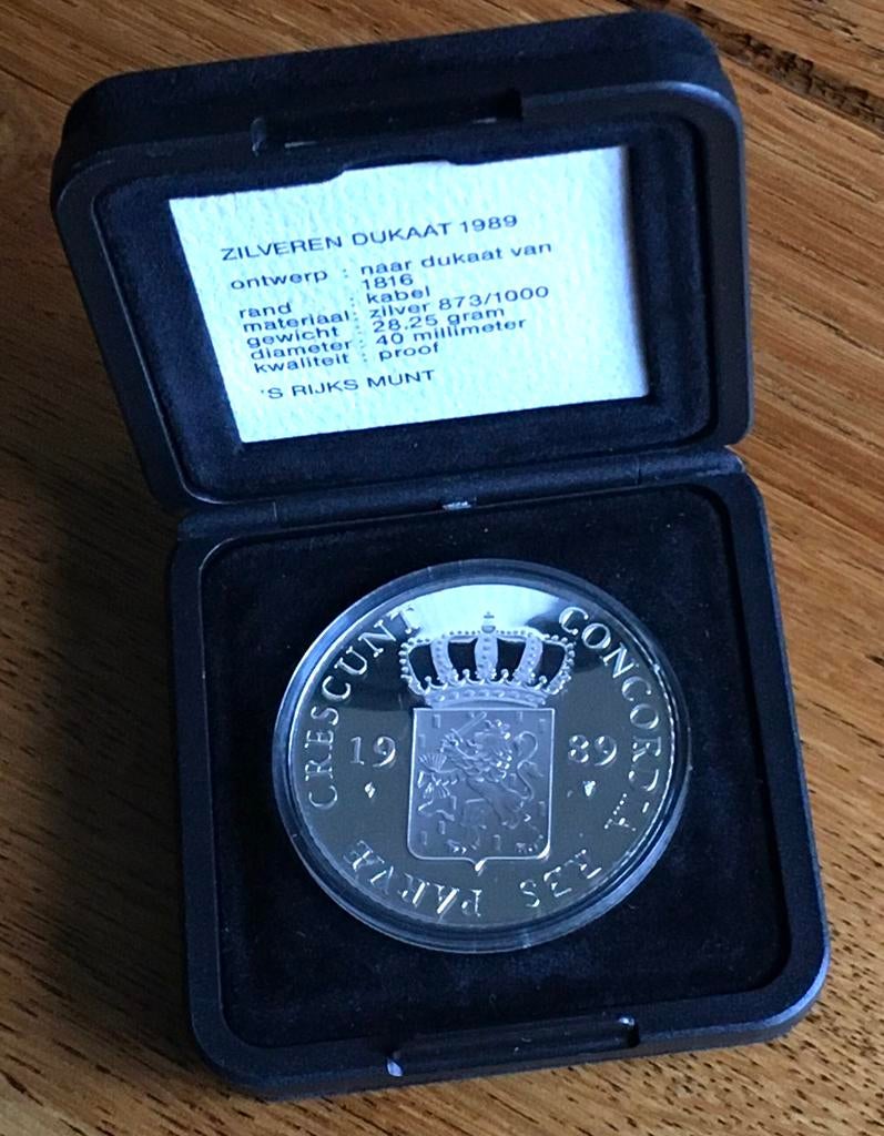 Zilveren Dukaat 1989 - Proof Kwaliteit - 28.25 gram Zilver, Postzegels en Munten, Munten | Nederland, Losse munt, Overige waardes