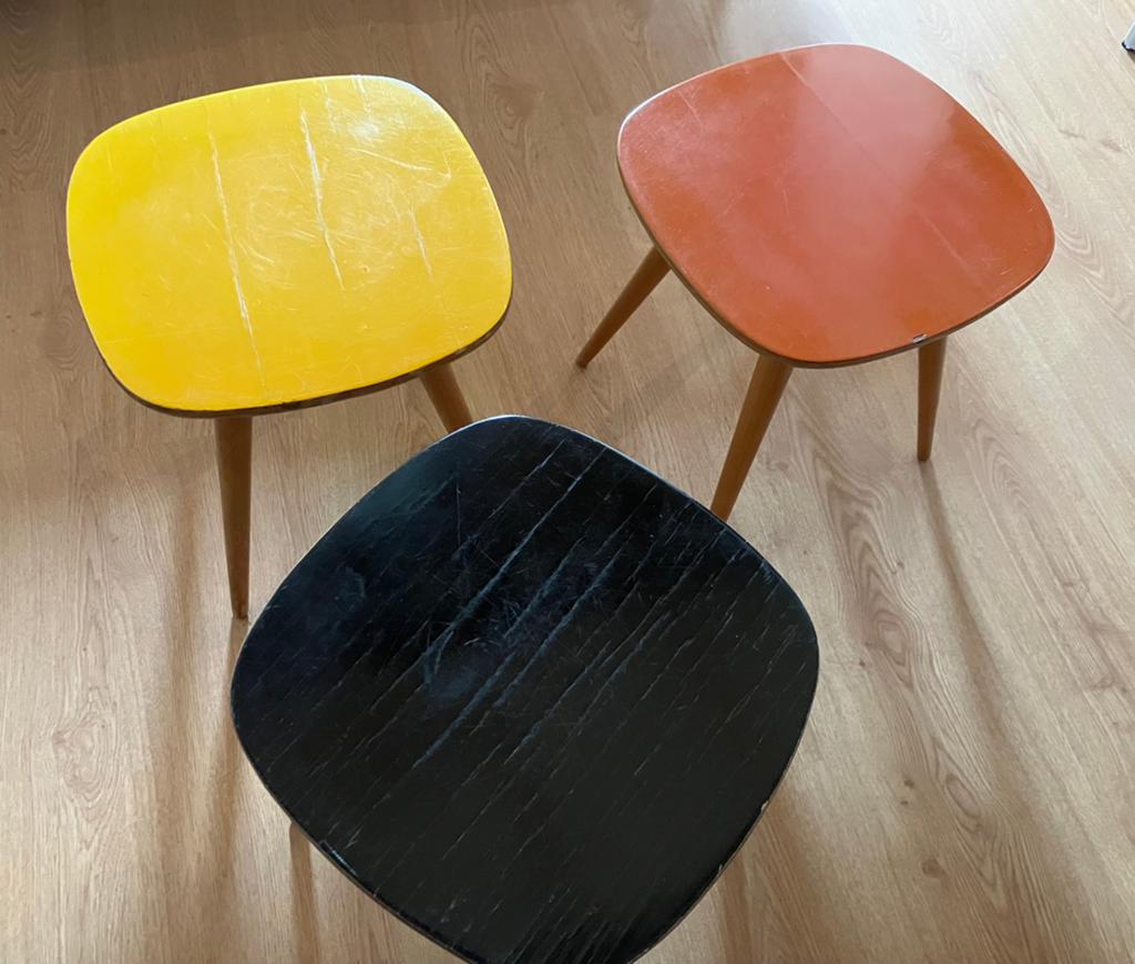 Vintage bijzettafeltjes, Ophalen, Gebruikt, Hout
