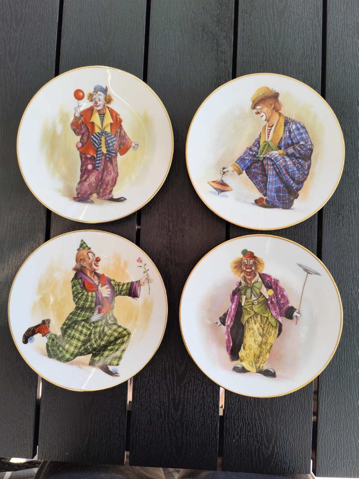 Set van 4 Royal Schwabap Clown Wandborden - Handgedecoreerd, Antiek en Kunst, Ophalen