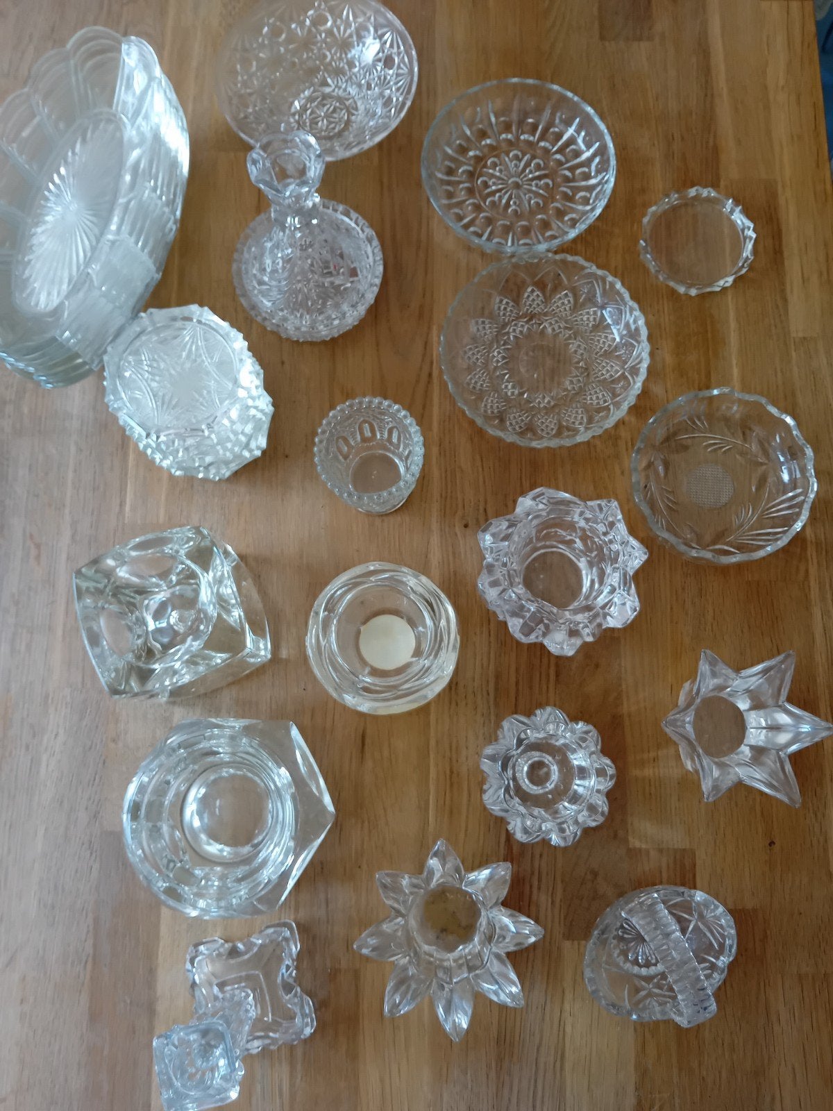 Diverse collectie kristal schalen en kandelaars, Antiek en Kunst, Antiek | Glas en Kristal, Ophalen of Verzenden