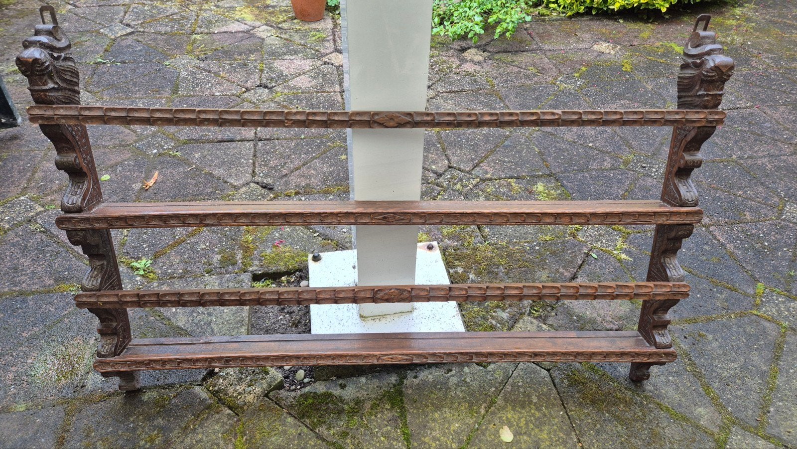 Mooi antiek houten bordenrek, Ophalen