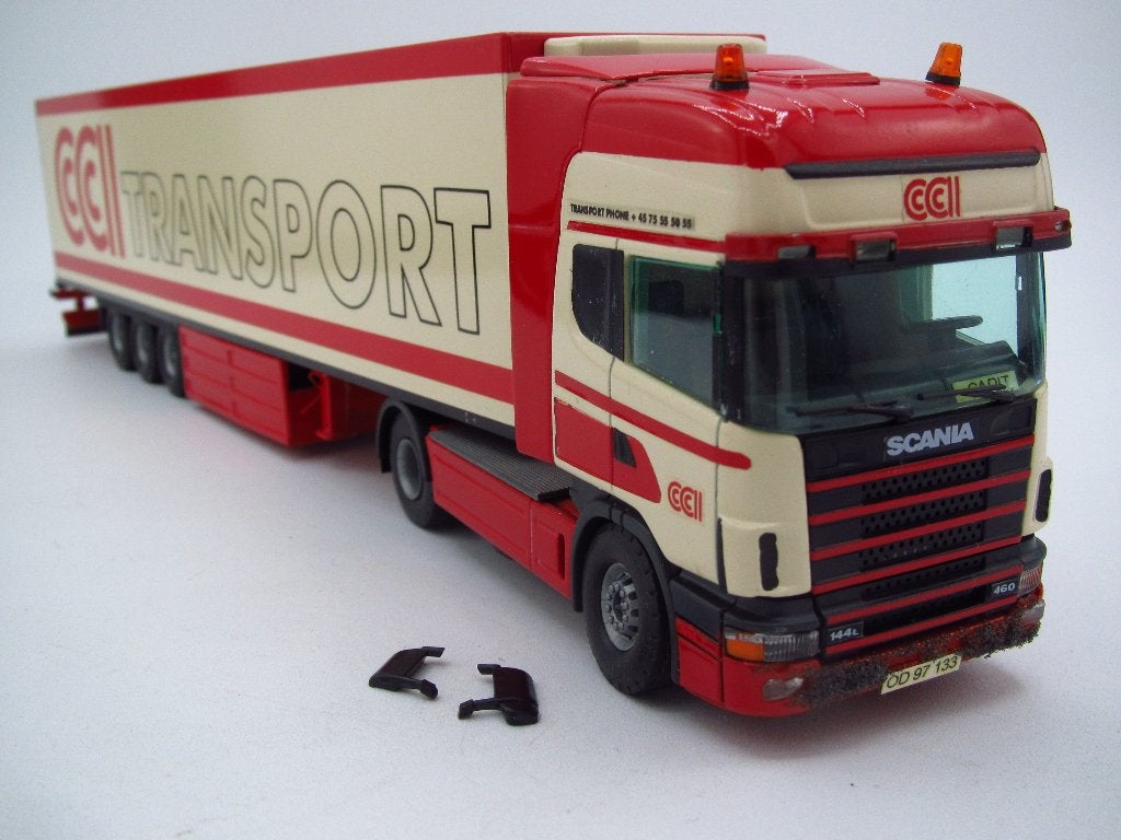 Tekno - Scania 144 miniatuur '' CCII Transport '' 1:50, Hobby en Vrije tijd, Ophalen of Verzenden, Zo goed als nieuw, Bus of Vrachtwagen