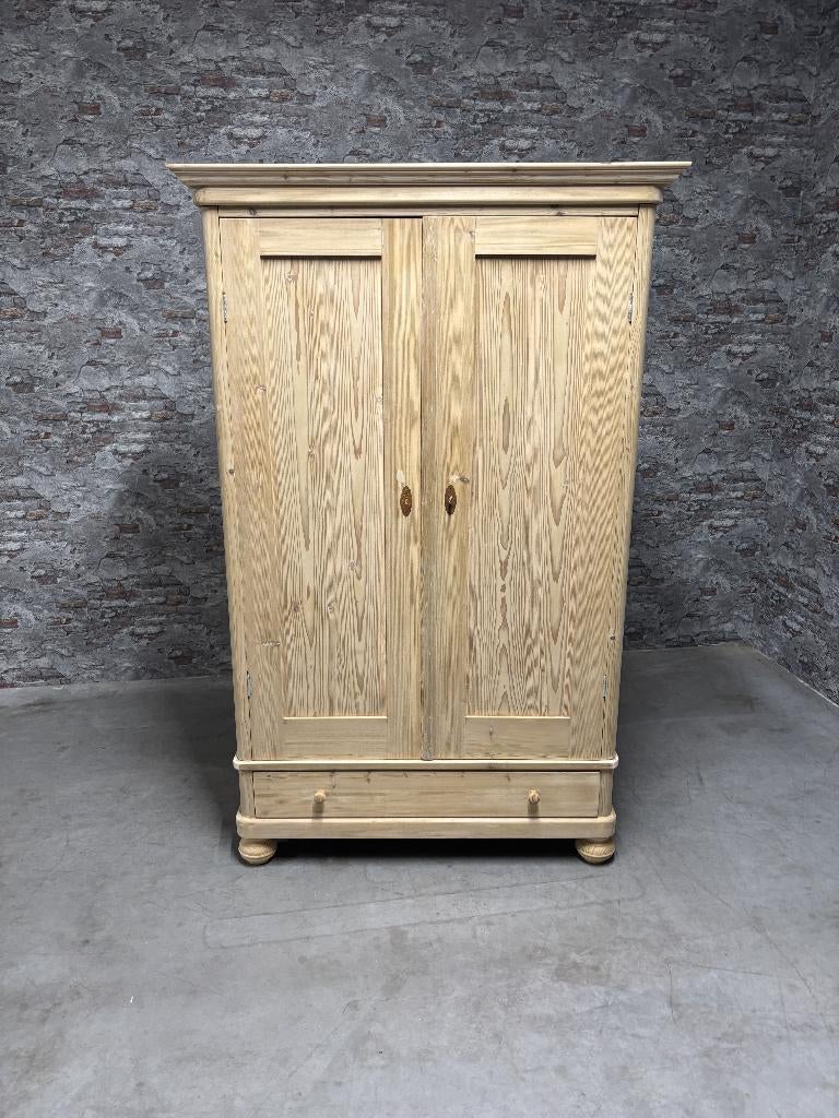Antiek grenen kledingkast nr.8776, Huis en Inrichting, Info@antiekgroothandel.com, 7602 RG, Gebruikt, 100 tot 150 cm