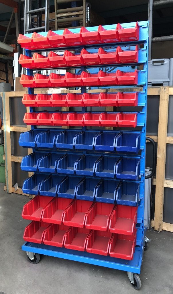 Verrijdbaar, tweezijdig rek met stapelbakken, 100x60x196 cm, 100 liter of meer, Ophalen, Nieuw, Transportkar