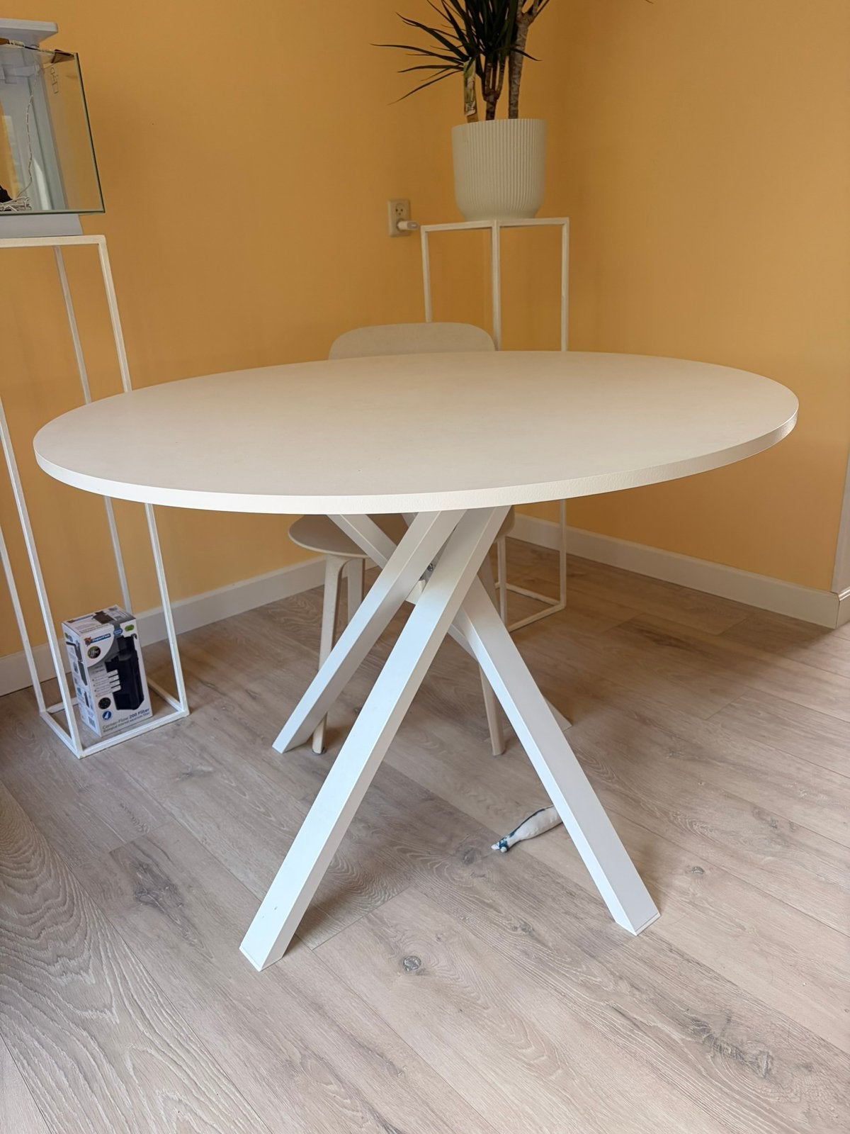 Eettafel ikea mariedamm wit rond 105 cm, Ophalen, Kunststof, 100 tot 150 cm, Rond