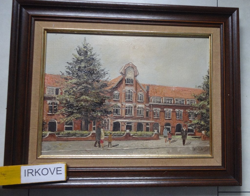 OLIEVERF OP LINNEN STRAATJE * In Lijst *, Antiek en Kunst, Doek, Ophalen of Verzenden, Olieverf, Klassiek