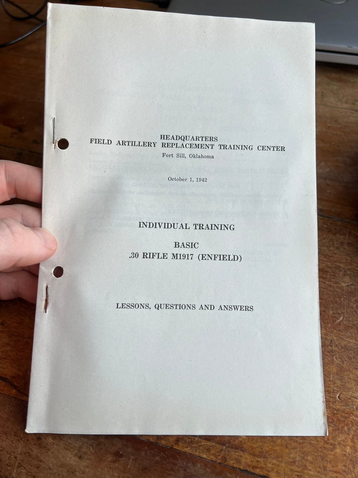 WO2 Amerikaans instructie voorschrift M1917 Enfield 1942, Amerika, Verzenden, Boek of Tijdschrift