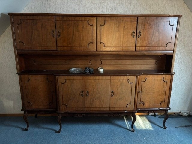 Vintage houten dressoir/kast met veel opbergruimte, Huis en Inrichting, Kasten | Buffetkasten, Ophalen, Vintage, 200 cm of meer