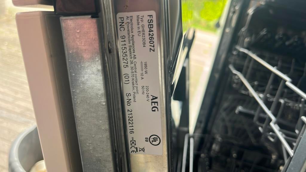 AEG vaatwasser inbouw, Witgoed en Apparatuur, Vaatwasmachines, Ophalen, Eco programma, Minder dan 10 liter, Zo goed als nieuw