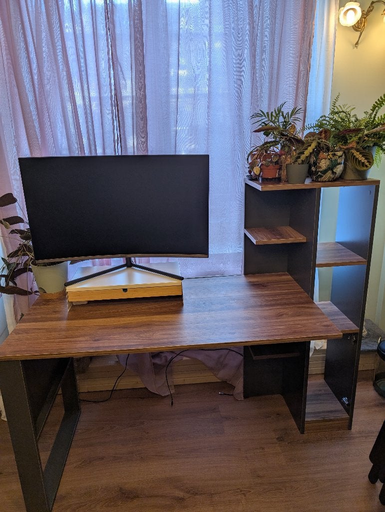 Bureau met planken, antraciet/grijsbruin, Ophalen, Demontabel, 62 cm, Spaanplaat of MDF