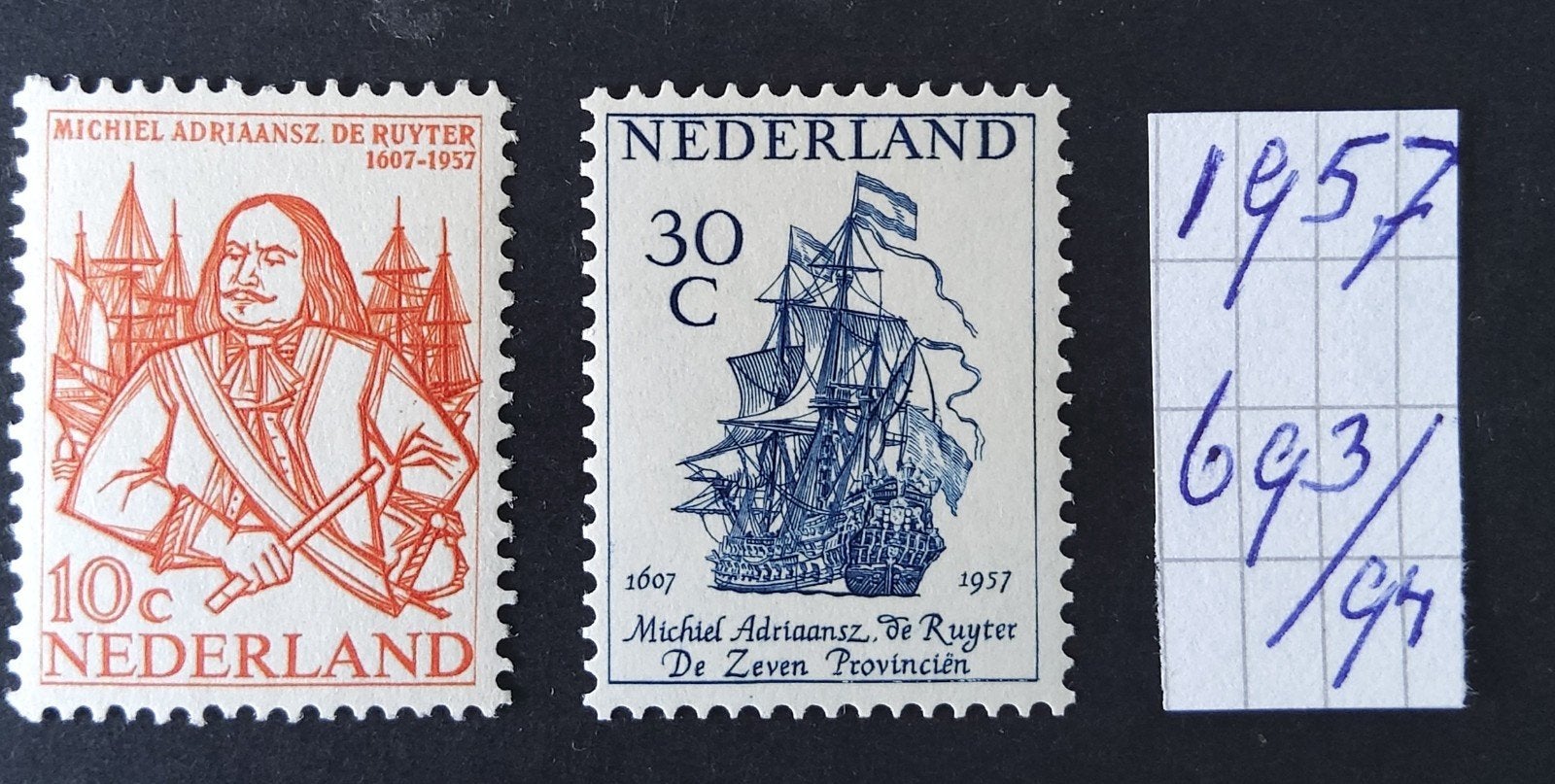De Ruyterzegels  1957., Ophalen of Verzenden, Na 1940, Postfris