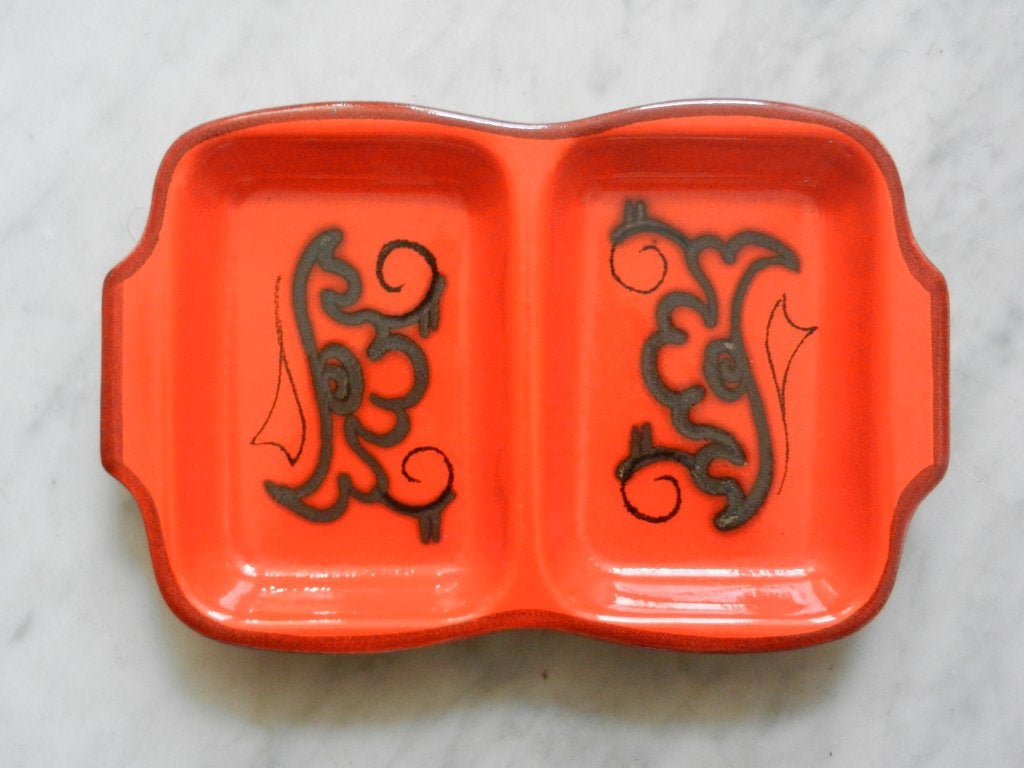 .Flora Gouda plateel tweevaksschaal decor Tokio ex 1, Ophalen of Verzenden