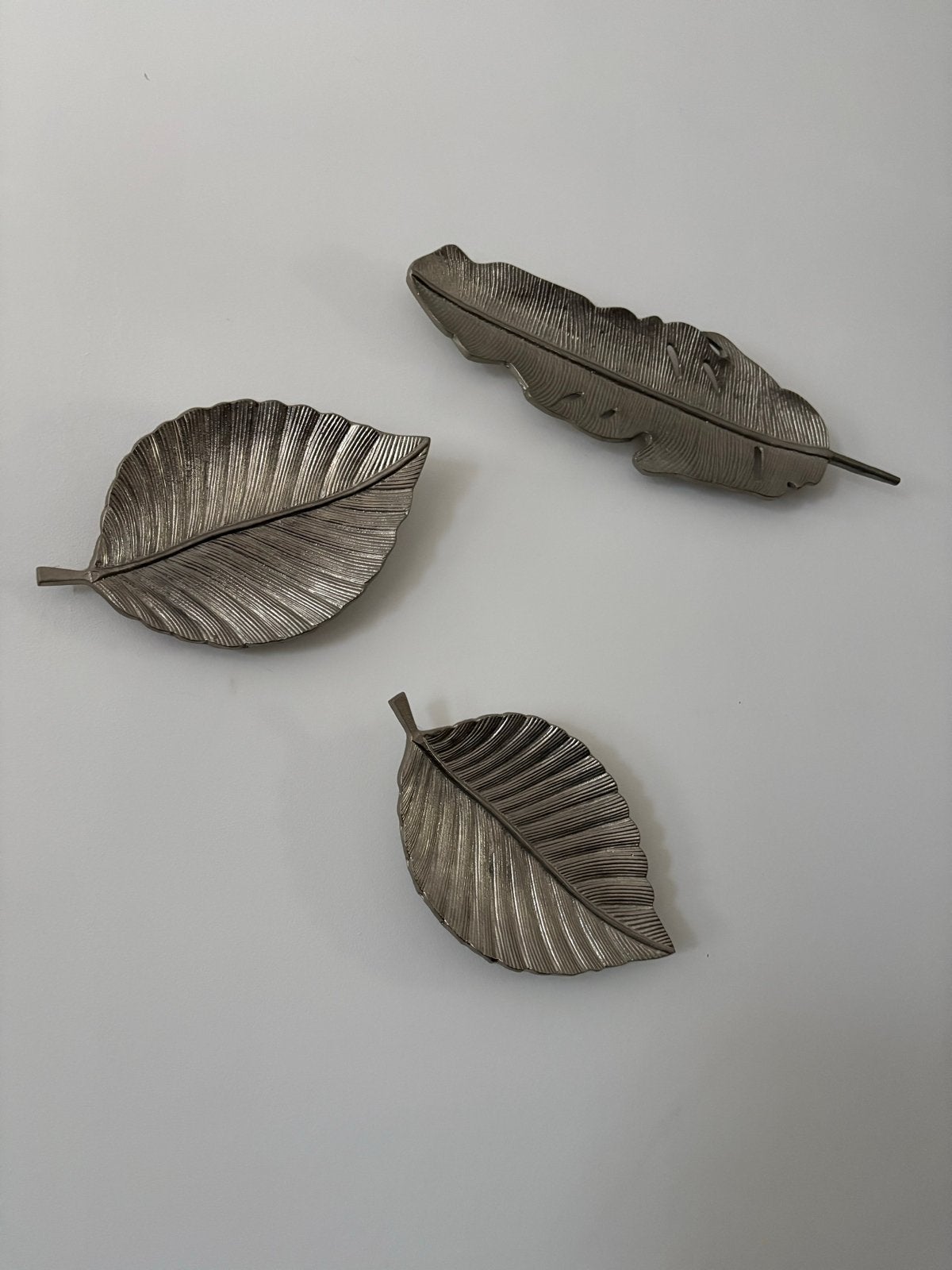 Riviera Maison Decoratie Bladeren Set van 3, Ophalen, Zo goed als nieuw, Zilver, Metaal