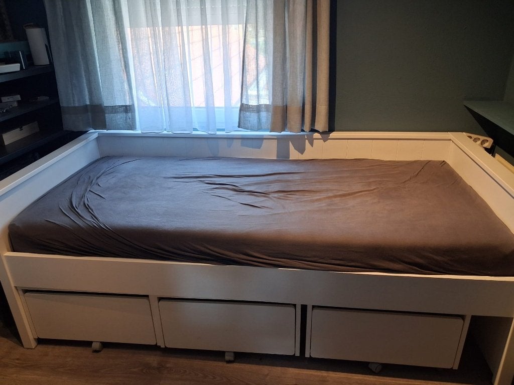 Kajuitbed van Bopita met 3 slakt ladeblokken van Ikea, Ophalen, Gebruikt, 180 cm of meer, 85 tot 100 cm