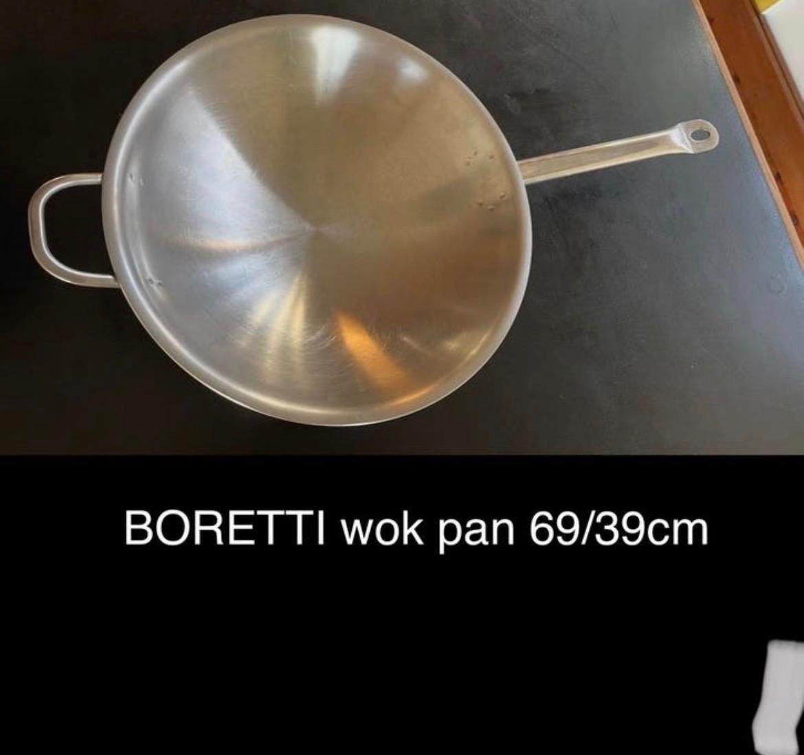 Boretti RVS wokpan 39cm nieuw met bolvormige bodem, Ophalen of Verzenden, Zo goed als nieuw, Rvs, Wok