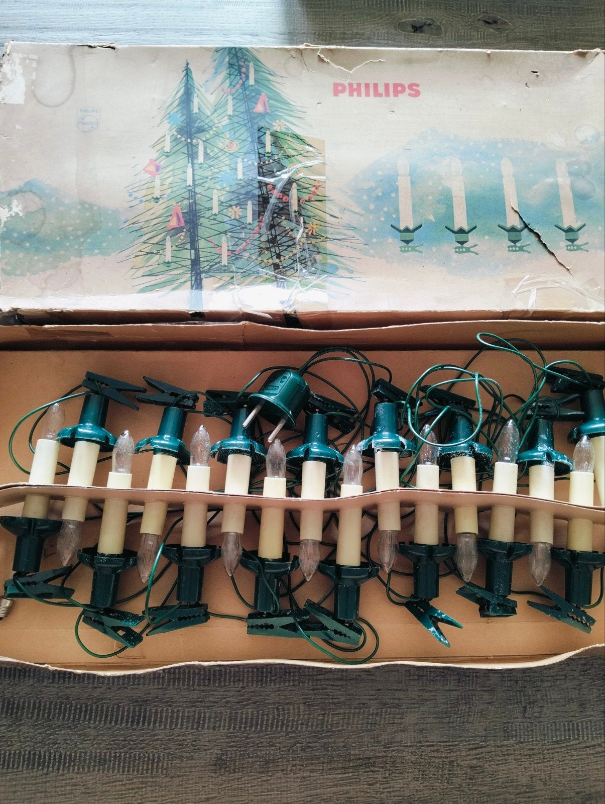 Vintage Philips kaarslampjes snoer - kerstboomverlichting, Diversen, Ophalen of Verzenden, Gebruikt