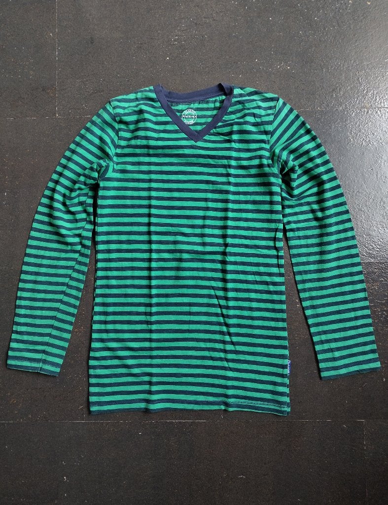 Groen-blauw gestreept T-shirt met lange mouwen, maat 164, Claesens, Ophalen of Verzenden, Zo goed als nieuw, Shirt of Longsleeve