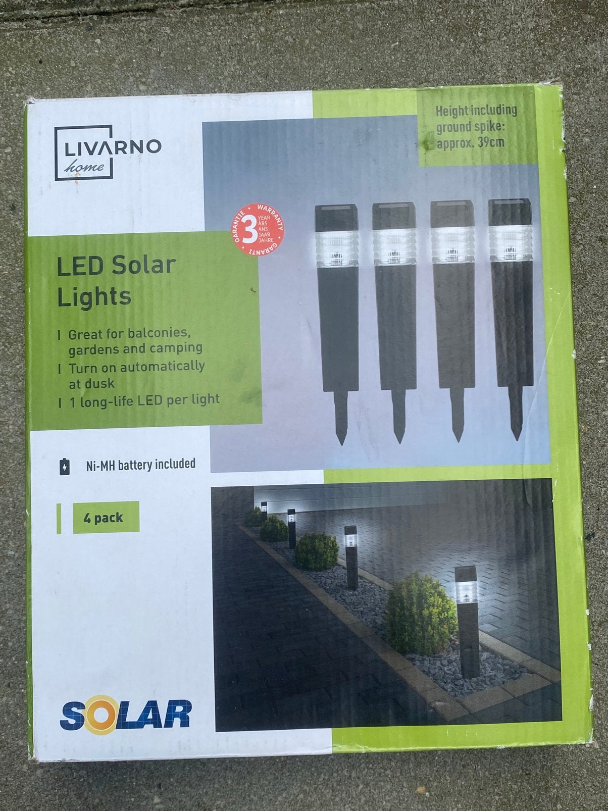 LIVARNO home LED Solar Lights - 4 stuks, Ophalen, Zonne-energie, Kunststof, Minder dan 50 watt