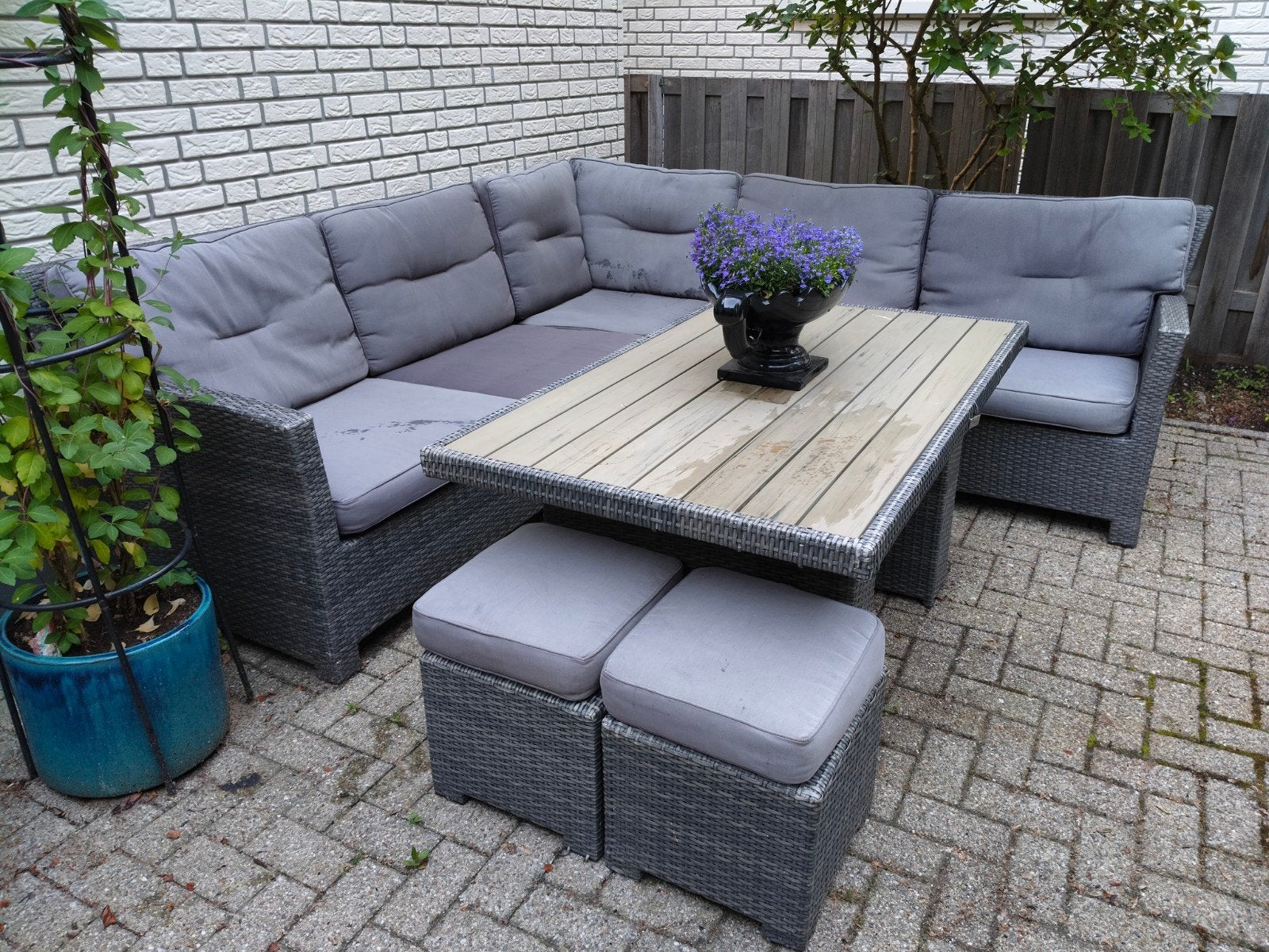 Tuinset lounge hoekbank Dining set, Ophalen, Gebruikt, Bank, Loungeset