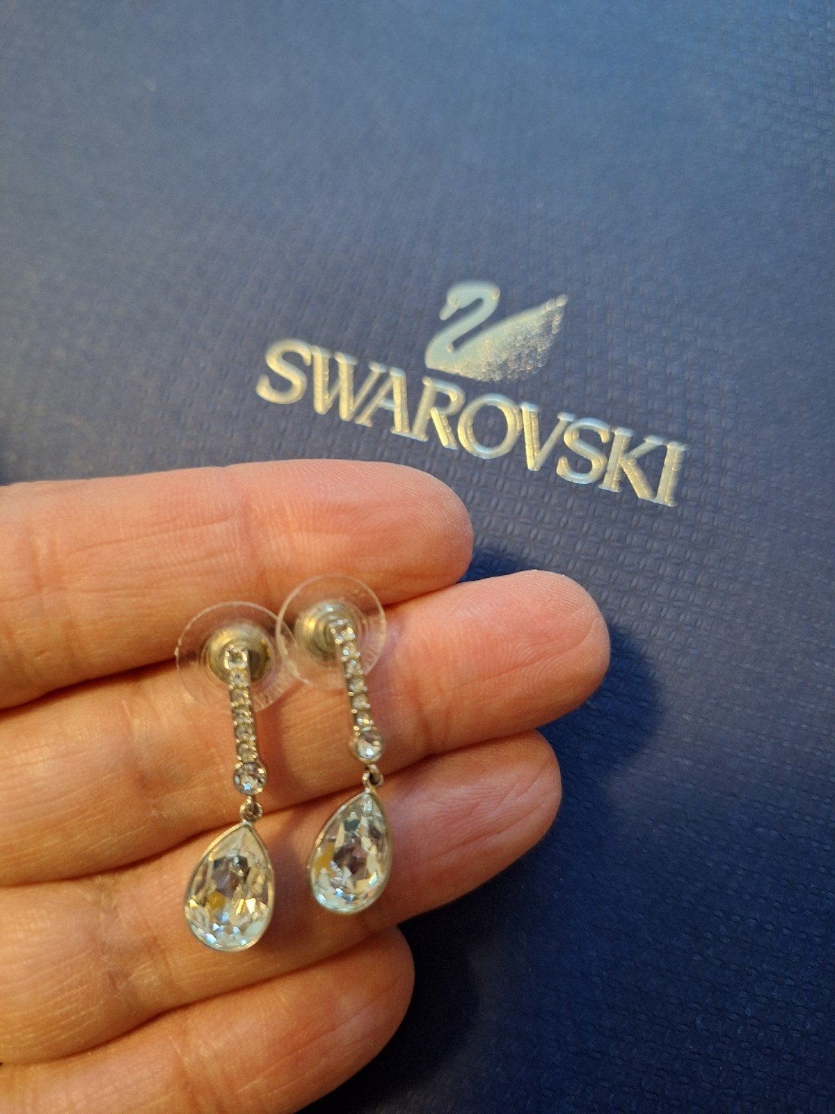 Swarovski Talesia zilveren oorbellen, Met kristal, Hangers, Ophalen of Verzenden, Zo goed als nieuw