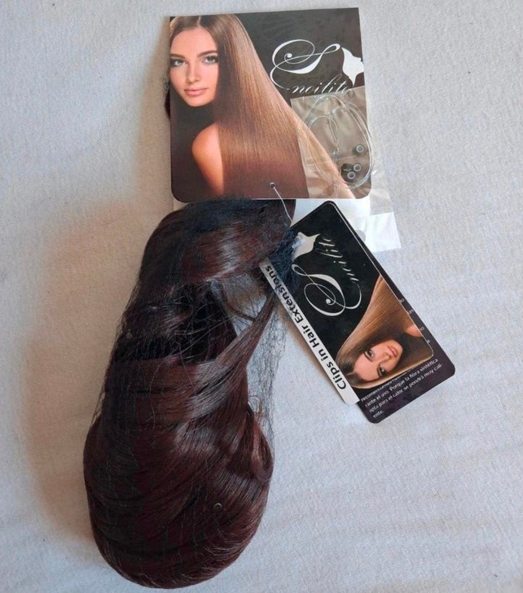 Clip-in hairextension curly L:24 W:11 120g T1005 Bruin, Ophalen of Verzenden, Nieuw, Pruik of Haarverlenging