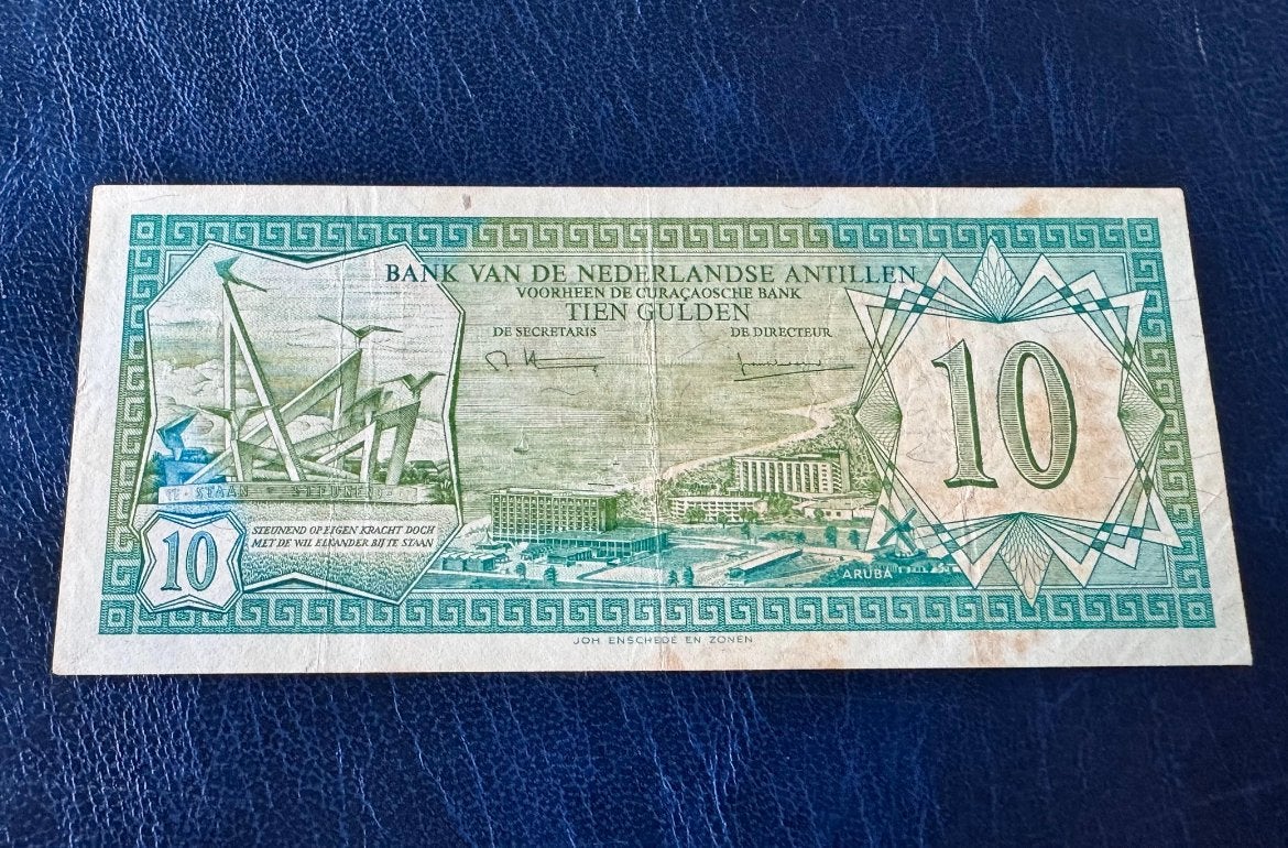 10 Gulden Bankbiljet Nederlandse Antillen 1979, Postzegels en Munten, Bankbiljetten | Nederland, Los biljet, 10 gulden, Ophalen of Verzenden