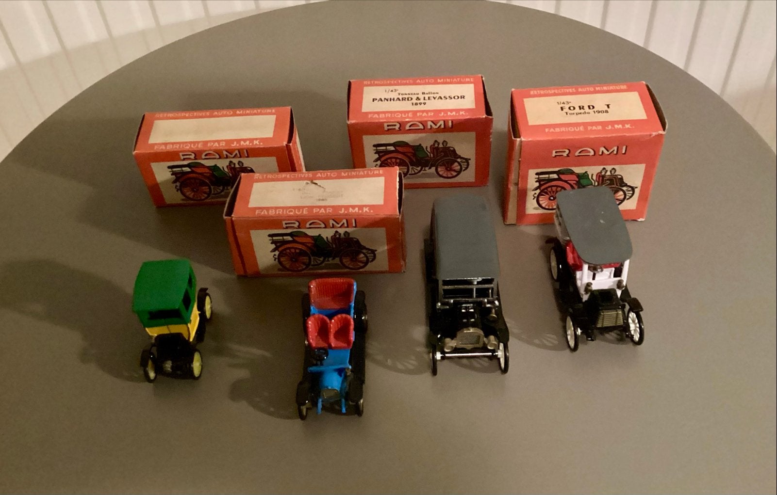 Set van 4 vintage R.A.M.I. by JMK schaalmodellen met doosjes, Verzenden, Gebruikt, Auto, Overige merken