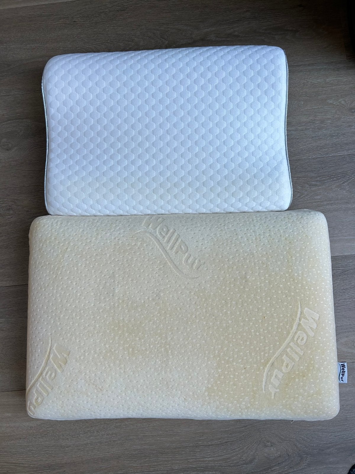 2x kussen traagschuim, Huis en Inrichting, Ophalen, Gebruikt, Wit, Tweepersoons
