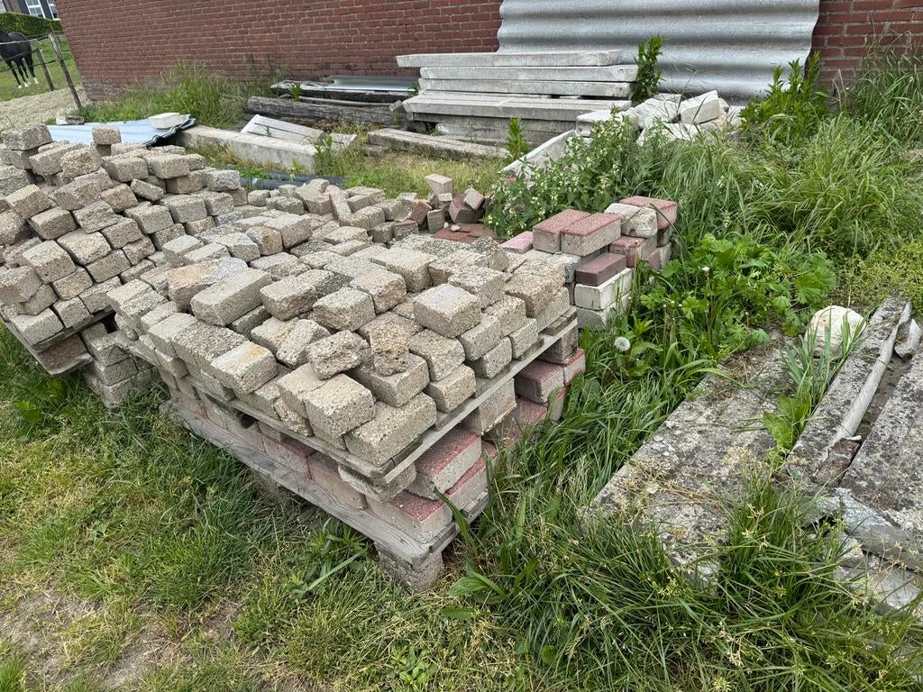Damwandplaat groen straatstenen kobbelstones, Ophalen, Multiplex