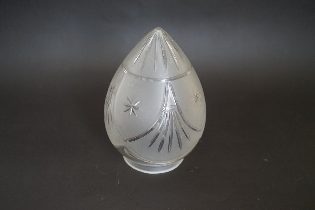 Art Nouveau lampenkap antiek, grijs satijnglas, kegelvormig, Ophalen of Verzenden, Gebruikt, Grijs, Overige vormen