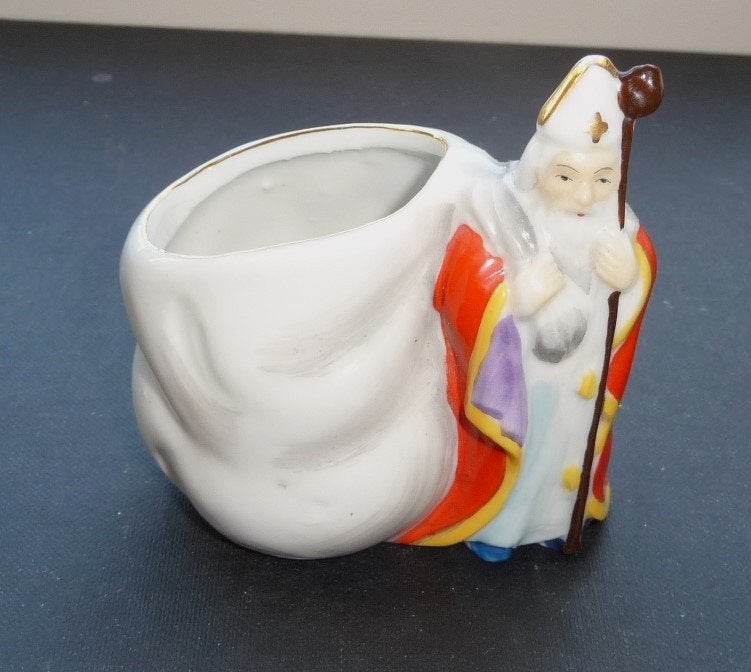 OUDE SINTERKLAAS PORCELEINEN SNOEPJES POTJE JAREN 20 VINTAGE, Verzenden