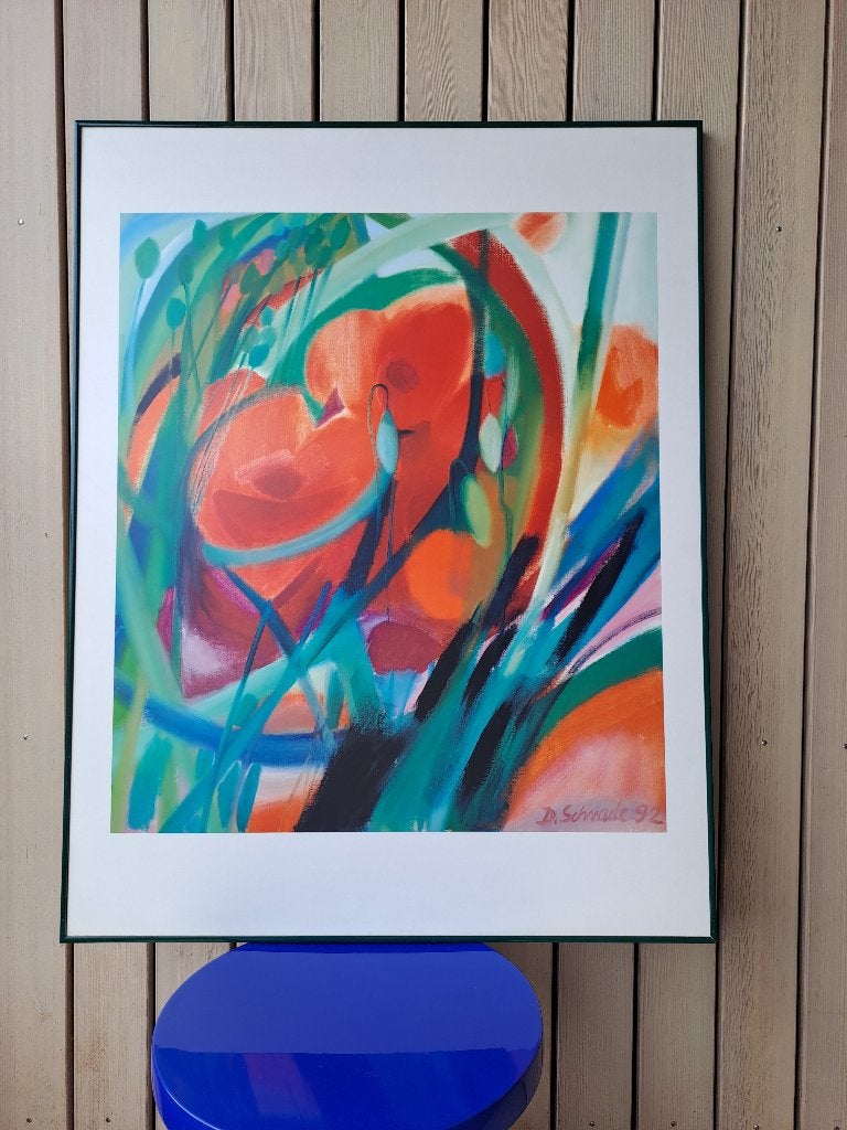 Poster van moderne bloemen, Verzamelen, Posters, Zo goed als nieuw, Dier of Natuur, A1 t/m A3, Rechthoekig Staand, Met lijst, Ophalen
