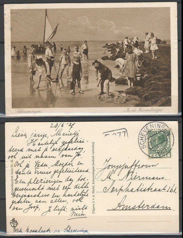 Scheveningen 1924 Vakantietijd Ansichtkaart 1061c jdu   , Ophalen of Verzenden, Voor 1920, Gelopen, Zuid-Holland